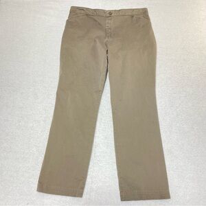 Lee Relaxed Fit Pants Women 14M Khaki/Brown Straight Leg Mid Rise Stretch Casual